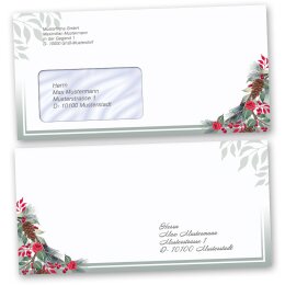 10 patterned envelopes WINTER BRANCHES in standard DIN long format (windowless)