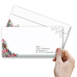 10 patterned envelopes WINTER BRANCHES in standard DIN long format (windowless)