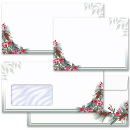 10 patterned envelopes WINTER BRANCHES in standard DIN long format (windowless)