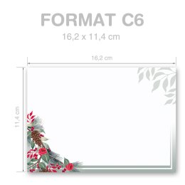 10 enveloppes à motifs au format C6 - BRANCHES DHIVER (sans fenêtre)