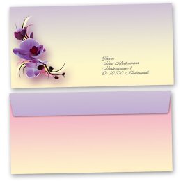 50 patterned envelopes ORCHID BLOSSOMS in standard DIN long format (windowless)