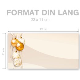 JOYEUSES FÊTES Briefumschläge Enveloppes de Noël CLASSIC 10 enveloppes (sans fenêtre), DIN LANG (220x110 mm), DLOF-8326-10