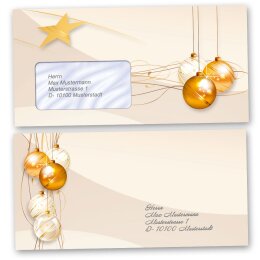 Enveloppes Noël, JOYEUSES FÊTES 50 enveloppes (sans fenêtre) - DIN LANG (220x110 mm) | Auto-adhésif | Commander en ligne! | Paper-Media