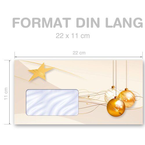 Briefumschläge FROHE FESTTAGE - 10 Stück DIN LANG (mit Fenster)