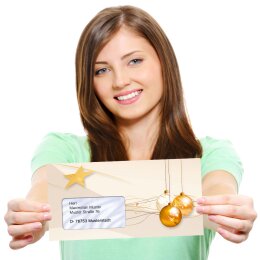 10 patterned envelopes HAPPY HOLIDAYS in standard DIN long format (with windows)