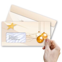 50 patterned envelopes HAPPY HOLIDAYS in standard DIN long format (with windows)