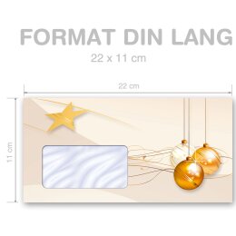 JOYEUSES FÊTES Briefumschläge Enveloppes de Noël CLASSIC 50 enveloppes (avec fenêtre), DIN LANG (220x110 mm), DLMF-8326-50