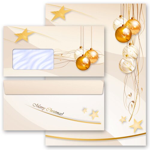 HAPPY HOLIDAYS Briefpapier Sets Christmas motif CLASSIC 200-pc. Complete set, DIN A4 & DIN LONG Set., SMC-8326-200