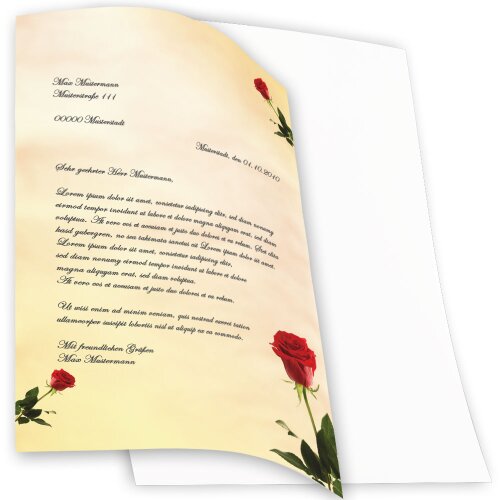 Baccara Roses 50 Sheets of Stationery Paper 50 Matching envelopes DIN Long windowless Stationery-Sets Rose Motif 