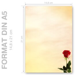 LAS ROSAS DEL BACARÁ Briefpapier Motivo de flores CLASSIC 50 hojas de papelería, DIN A5 (148x210 mm), A5C-020-50