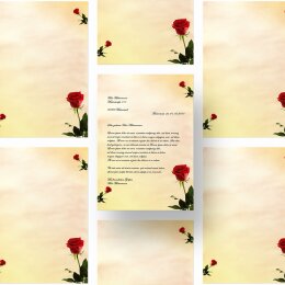 Papel de carta LAS ROSAS DEL BACARÁ - 50 Hojas formato DIN A5 - Flores & Pétalos, Amor & Boda