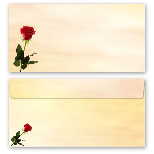 10 enveloppes à motifs au format DIN LONG - ROSES DE BACCARA (sans fenêtre) Fleurs & Pétales, Amour & Mariage, Motif rose, Paper-Media