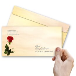 10 enveloppes à motifs au format DIN LONG - ROSES DE BACCARA (sans fenêtre)
