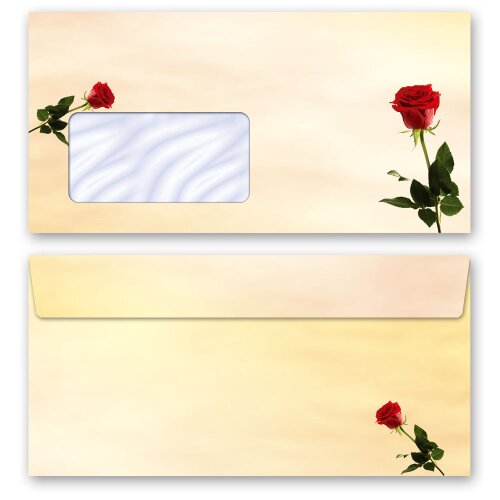 10 patterned envelopes BACCARA ROSES in standard DIN long format (with windows)