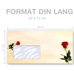 BACCARA ROSES Briefumschläge Rose motif CLASSIC 10 envelopes (with window), DIN LONG (220x110 mm), DLMF-8205-10