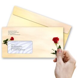 10 patterned envelopes BACCARA ROSES in standard DIN long format (with windows)