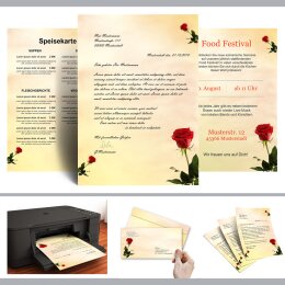 50 patterned envelopes BACCARA ROSES in standard DIN long format (with windows)