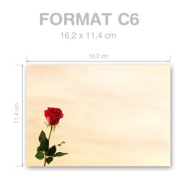 Enveloppes Fleurs & Pétales, Amour & Mariage, ROSES DE BACCARA 10 enveloppes - DIN C6 (162x114 mm) | Auto-adhésif | Commander en ligne! | Paper-Media