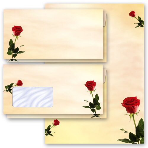 Papier à lettres et enveloppes Sets ROSES DE BACCARA Fleurs & Pétales, Amour & Mariage, Motif rose, Paper-Media