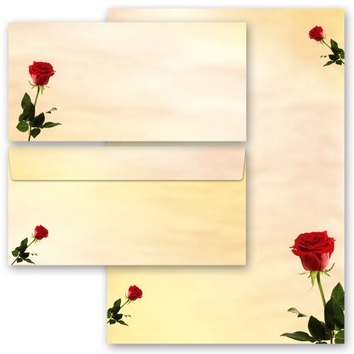 40-pc. Complete Motif Letter Paper-Set BACCARA ROSES Flowers & Petals, Love & Wedding, Rose motif, Paper-Media