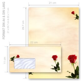 Briefpapier Set BACCARA ROSEN - 100-tlg. DL (mit Fenster)