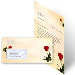 Briefpapier Set BACCARA ROSEN - 100-tlg. DL (mit Fenster)