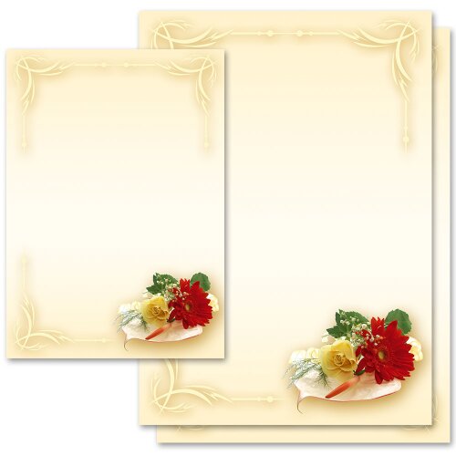 50 Matching envelopes DIN Long windowless Stationery-Sets Rose Motif Baccara Roses 50 Sheets of Stationery Paper 