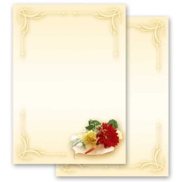 Papel de carta RAMO FLORAL - 20 Hojas formato DIN A4 Flores & Pétalos, Amor & Boda, Motivo de flores, Paper-Media