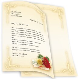 BLUMENBUKETT Briefpapier Blumenmotiv ELEGANT 100 Blatt Briefpapier, DIN A4 (210x297 mm), A4E-4001-100