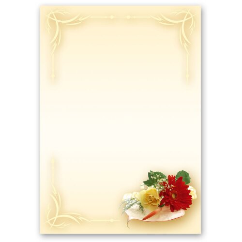 100 fogli di carta da lettera decorati BOUQUET DI FIORI DIN A5 Fiori & Petali, Amore & Matrimonio, Motivo Fiori, Paper-Media