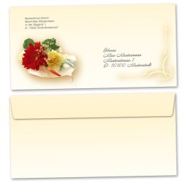 Motiv-Briefumschläge Blumen & Blüten, Liebe & Hochzeit, BLUMENBUKETT 10 Briefumschläge (ohne Fenster) - DIN LANG (220x110 mm) | selbstklebend | Online bestellen! | Paper-Media