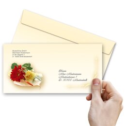 10 patterned envelopes FLOWER BOUQUET in standard DIN long format (windowless)