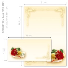 20-pc. Complete Motif Letter Paper-Set FLOWER BOUQUET