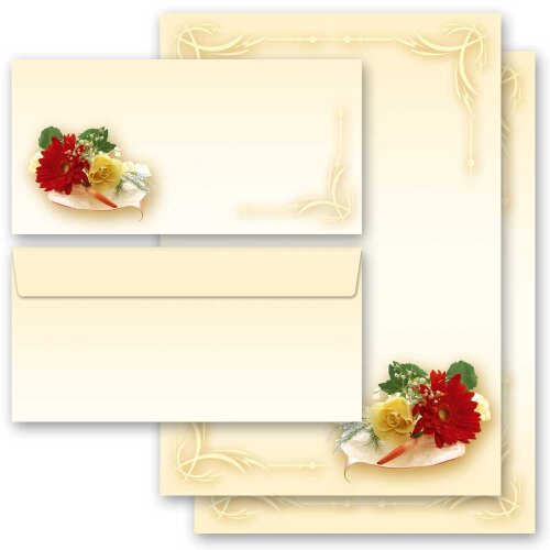 200-pc. Complete Motif Letter Paper-Set FLOWER BOUQUET Flowers & Petals, Love & Wedding, Invitation, Paper-Media