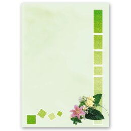 Papel de carta SALUDOS FLORALES - 20 Hojas formato DIN A4 Flores & Pétalos, Motivo de flores, Paper-Media