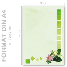 Motif Letter Paper! FLOWERS GREETINGS 50 sheets DIN A4