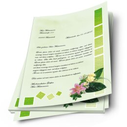 Motif Letter Paper! FLOWERS GREETINGS 50 sheets DIN A4