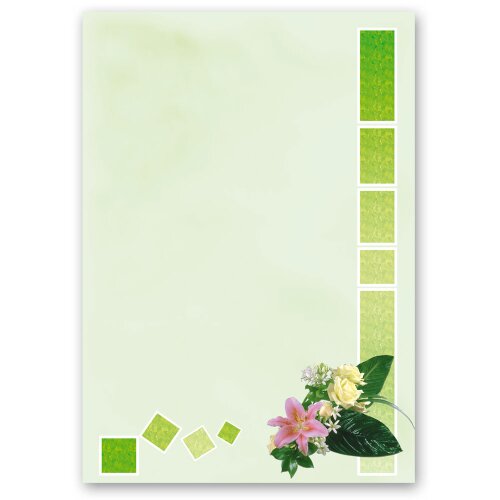 Briefpapier - Motiv BLUMENGRÜSSE | Blumen & Blüten | Hochwertiges DIN A5 Briefpapier - 50 Blatt | 90 g/m² | einseitig bedruckt | Online bestellen!