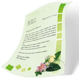 Papel de carta SALUDOS FLORALES - 50 Hojas formato DIN A5 - Flores & Pétalos