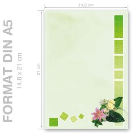 SALUDOS FLORALES Briefpapier Motivo de flores CLASSIC 100 hojas de papelería, DIN A5 (148x210 mm), A5C-058-100