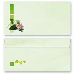 10 patterned envelopes FLOWERS GREETINGS in standard DIN long format (windowless)