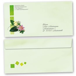 Enveloppes Fleurs & Pétales, SALUTATIONS DE FLEUR 10 enveloppes (sans fenêtre) - DIN LANG (220x110 mm) | Auto-adhésif | Commander en ligne! | Paper-Media