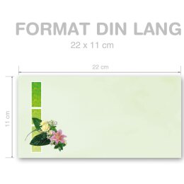 FLOWERS GREETINGS Briefumschläge Flowers motif CLASSIC 50 envelopes (windowless), DIN LONG (220x110 mm), DLOF-8247-50
