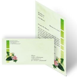 20-pc. Complete Motif Letter Paper-Set FLOWERS GREETINGS