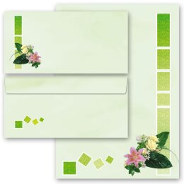 200-pc. Complete Motif Letter Paper-Set FLOWERS GREETINGS