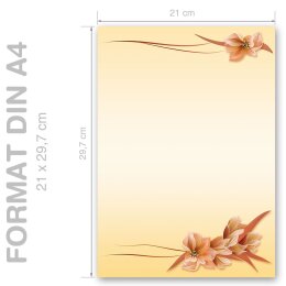 20 fogli di carta da lettera decorati Fiori & Petali FIORE E FOGLIE DIN A4 - Paper-Media
