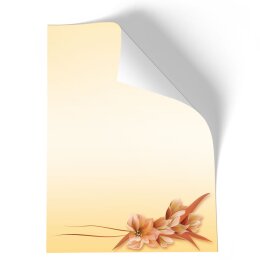 50 fogli di carta da lettera decorati FIORE E FOGLIE DIN A5