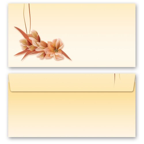 10 buste da lettera decorate FIORE E FOGLIE - DIN LANG (senza finestra)