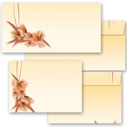 10 buste da lettera decorate FIORE E FOGLIE - DIN LANG (senza finestra)