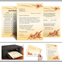 10 buste da lettera decorate FIORE E FOGLIE - DIN LANG (senza finestra)